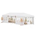 10 x 30 FT Outdoor Party Tent with 8 Removable Sidewalls, Large Waterproof Canopy Tent with Steel Frame, Stakes & Ropes, Event Shelter for Weddings, BBQs, Graduation, and Gatherings