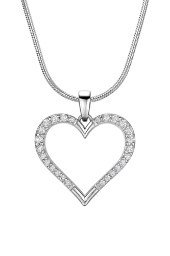 Pendentif en forme de cœur blanc et chaîne serpent en argent, le cadeau idéal pour femme