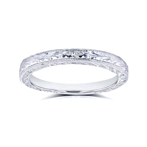 Kobelli Antique Style Engravings Wedding Band in 14k White Gold
