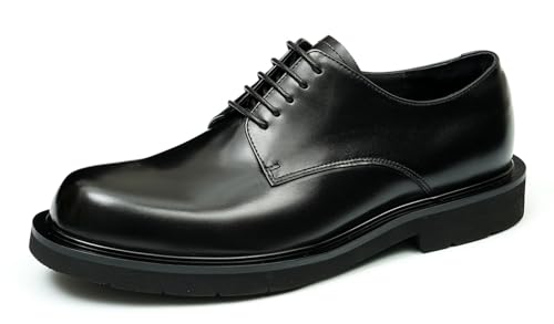 Santimon Oxfords Shoes for Men Formal Dress Derby Genunie Leather Plain Toe Modern Suit Shoes Men's Fashion Lightweight Prom Wedding Tuxedo Business Causal Comfortable Shoes