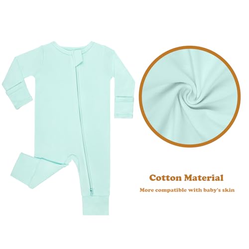 GUISBY Long Sleeve Cotton Pajamas Footless Baby Bodysuits with Zipper and Mittens 3-Pack for Boys Girls4