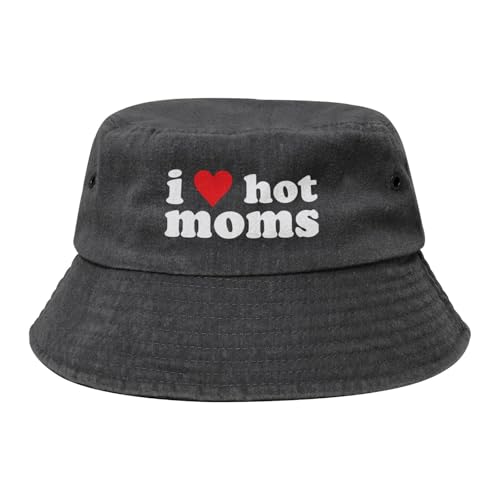 I Love hot Moms Vintage Bucket Hats, Sun hat with Western Style