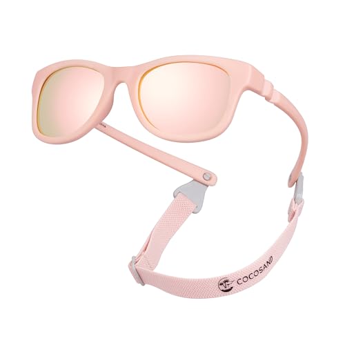 COCOSAND Baby Sunglasses with Strap UV Protection Flexible Square Frame for 0-12 Months Newborn Infant Boys Girls