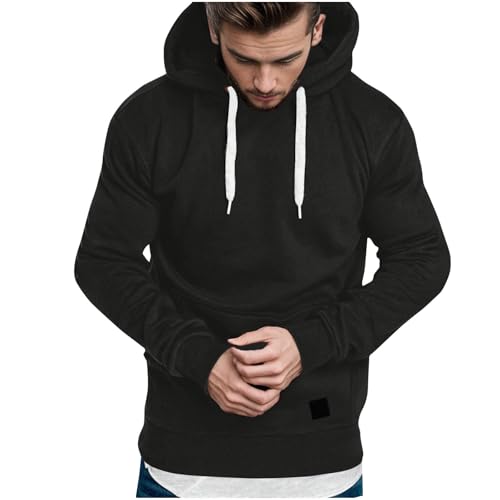 Regular Fit Hoodies for Men Long Sleeve Pure Lightweight Soft Comfort Pullover Fall Winter Cozy Sweatshirt Coats