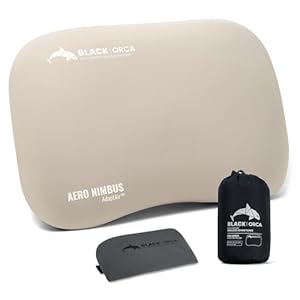 Camping Pillow with 2PC Removable Cover, Inflatable Memory Foam Travel Pillows Backpacking Pillow for Outdoor Camp, Sport, Hiking (Deep Gray)