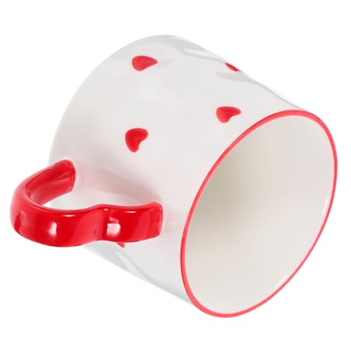 Cabilock Large Porcelain Ceramic Cup Heart Pattern Espresso Mug Set for Daily Use