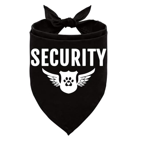 Black Security Dog Bandana - Triangle Scarf for Large Dogs (L), Gift for Dog Lovers