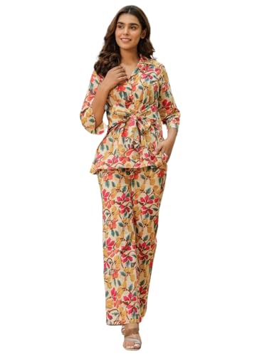 Image of Leriya Fashion Ethnic Co Ord Set || Frenchy Striped & Geo Print Co-Ord Set for Women | Casual Wear for Women | Kurti Pant Set || Kurti Pant Set for Women
