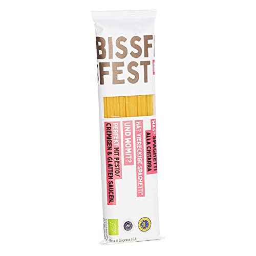 Bissfest BIO Spaghetti "Alla Chitarra" aus Gragnano 5x500g - Original Italienische Pasta aus traditionellem Herstellungsverfahren - Nudeln aus 100% Italienischem Weizen - Vegan