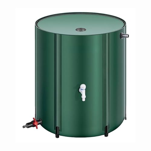 TRUNXUCL Collapsible Rain Barrel Kit Rain Catcher Barrel with Spigot Collection Water Barrel with Lid Water Storage(Green,60x80cm/24x31in)