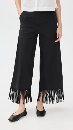 Women's Poplin Pants with Fringes Detail at Bottom2