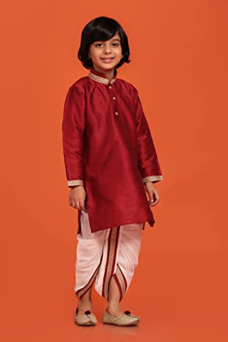 AJ DEZINES Kids Solid Silk Kurta Dhoti Set Traditional Festive & Ethnic Wear Kurta Dhoti For Boys4