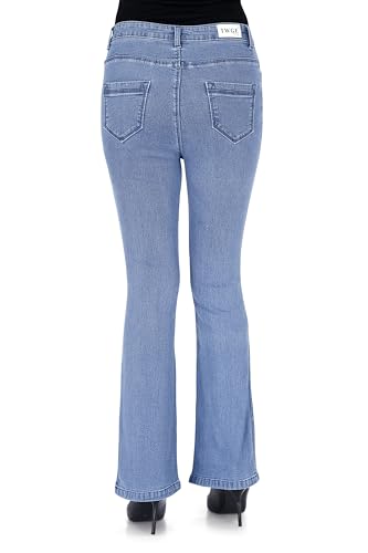 Image of TWGE - Women's Mid Rise Bootcut Jeans - Single Button, Stretchable Denim Pants - Ankle Length - Stylish Casual Wear