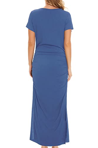 Robe de grossesse longue fendue manches courtes vêtement maternité maxi