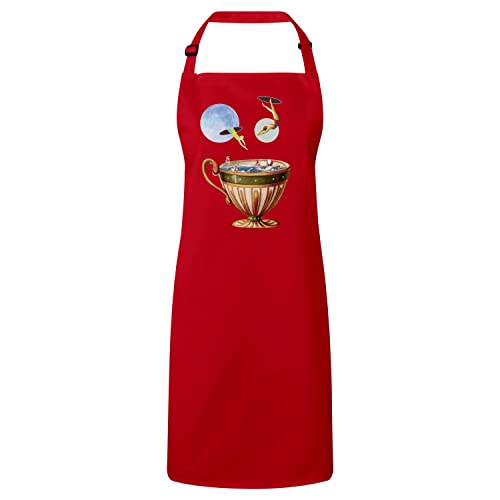 Tablier cuisine de qualité supérieure rouge au design collage surréaliste