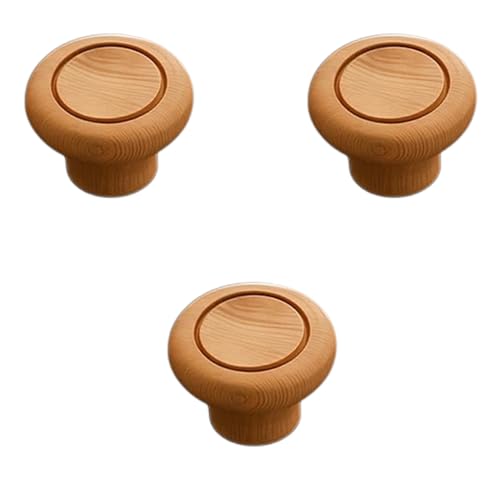 Image of 3 Piece Drawer Knobs for Kitchen- Door Knob for Cabinet, Cupboard & Dresser |Material-Steam Beech Wood, Natural Wood Finis| - 2 Inch-| 3 Years Warranty |