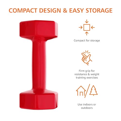 Image of Amazon Basics Vinyl Dumbbell Pair, 2 x 3Kg, Red