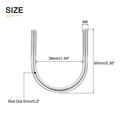 Image of DTGN 1-1 /2 inchx2.36 inch(DXL) Round U-Bolts - 5Pack - Good for Construction Industry - 304 Stainless Steel Round Bend U Bolt - Silver