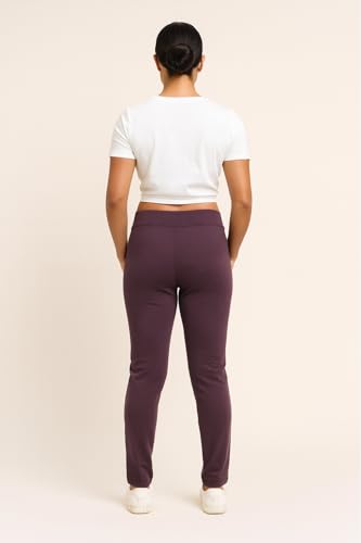 Image of EcoLove Women's Black Ribbed Knit Pants, High-Waisted, Tapered Fit