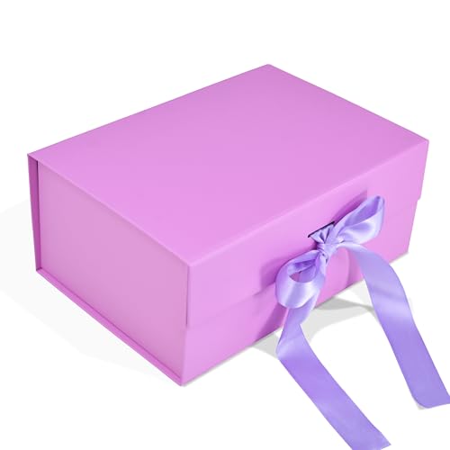Image of RBS - Foldable Gift Box with Ribbon 23 x 16 x 10cm Gift Boxes for Packaging (1 Pack) Multi-Purpose Gift Boxes for Presents Reuse Gift Packing Box Decorative Hamper Box (Lavender Lyric)