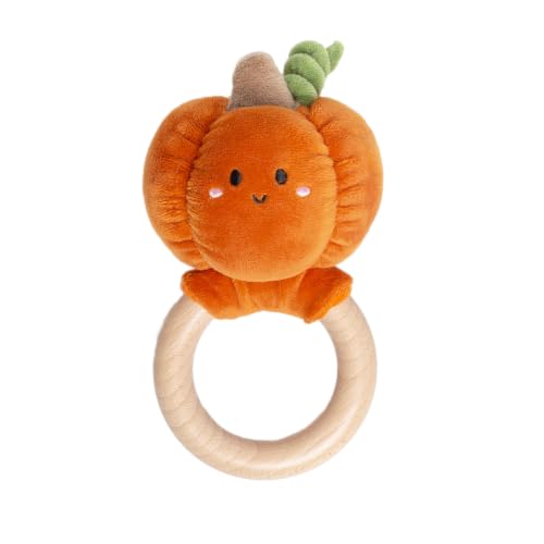 Image of Pearhead Halloween Pumpkin Wooden Baby Teether