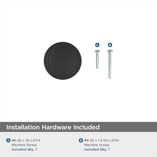 Image of Amerock 1-1 /4 inch Round Winsome Matte Black Cabinet Knob | Durable Zinc drawer knob and cabinet hardware, ideal for kitchen cabinets, bathroom vanities, dressers, and furniture