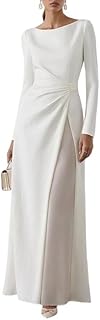 Women's Elegant Long Sleeve Ruched Maxi Dress Formal Evening Gown Wedding Guest Party Fall Spring Dresses
