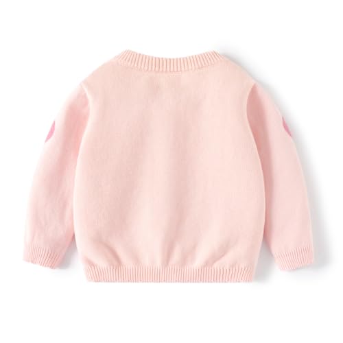 Cute Baby Girls Hearts Knit Cardigan Sweater, Toddler Loose Long Sleeve Shirts Warm Tops for Fall Winter Love Design2