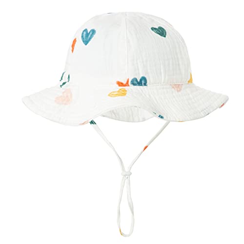 Baby Girls Sun Hat UV Protection Kids Cotton Cute Animal Print Beach Hat Toddler Outdoor Adjustable Bucket Cap Summer