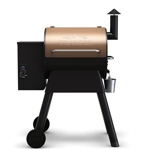 Traeger Grills Pro 22 Wood Pellet Grill & Smoker, Electric Pellet Smoker Grill Combo, 6-in-1 BBQ Versatility, 572 sq. in. Grilling Capacity, Meat Probe, 450 Degree Max Temperature, 18LB Hopper, Bronze