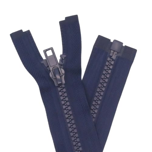 Image of YaHoGa 2PCS #5 15 inch Separating Jacket Zippers for Sewing Coats Jacket Zipper Replacement Plastic Zippers Bulk (15 inch Navy Blue)
