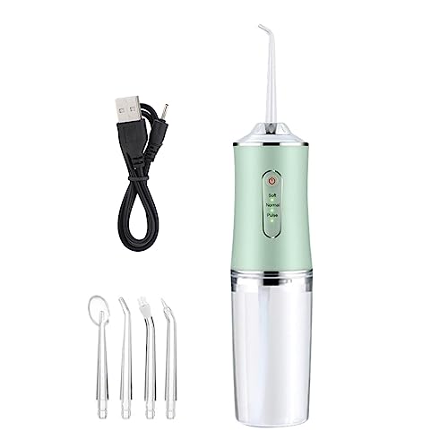 FiTspi 220ml Irrigatore Orale Cordless Dental Water Flosser per la Pulizia Denti 3 Modalità di Pressione 4 Jet Tip IPX7 Impermeabile