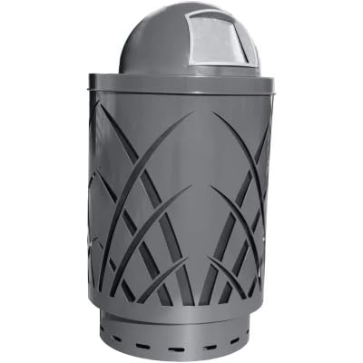 Prairie Grass Round 40 Gallon Commercial Trash Can | Steel Outdoor Industrial Trash Can with Dome Top | Great for Outdoor Public Spaces - Green