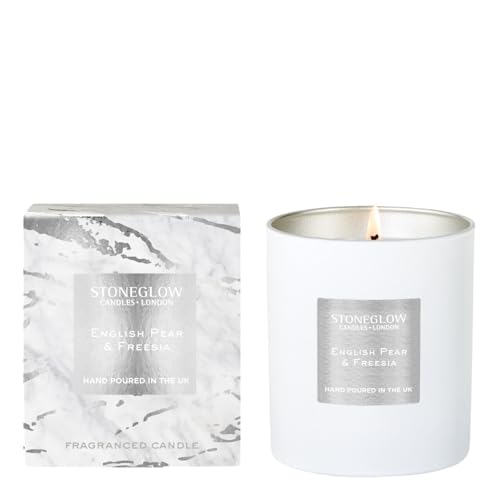 Bougie parfumée poire anglaise freesia Stoneglow Luna cire 220 g