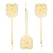 Body Back Scrubber Bath Sponges - 3-Pack Exfoliating Mesh Pouf Shower Brushes with Long Handles, Peach, 15.2 x 4.5 x 4 Inches