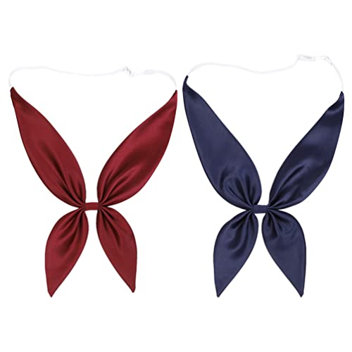 jojofuny 2 pajaritas de marinero, corbatín rojo, accesorios para mujer, uniforme de seda, corbatas rojas con cremallera, corbatas blancas para hombre, corbata azul, uniforme de marinero, pajarita de