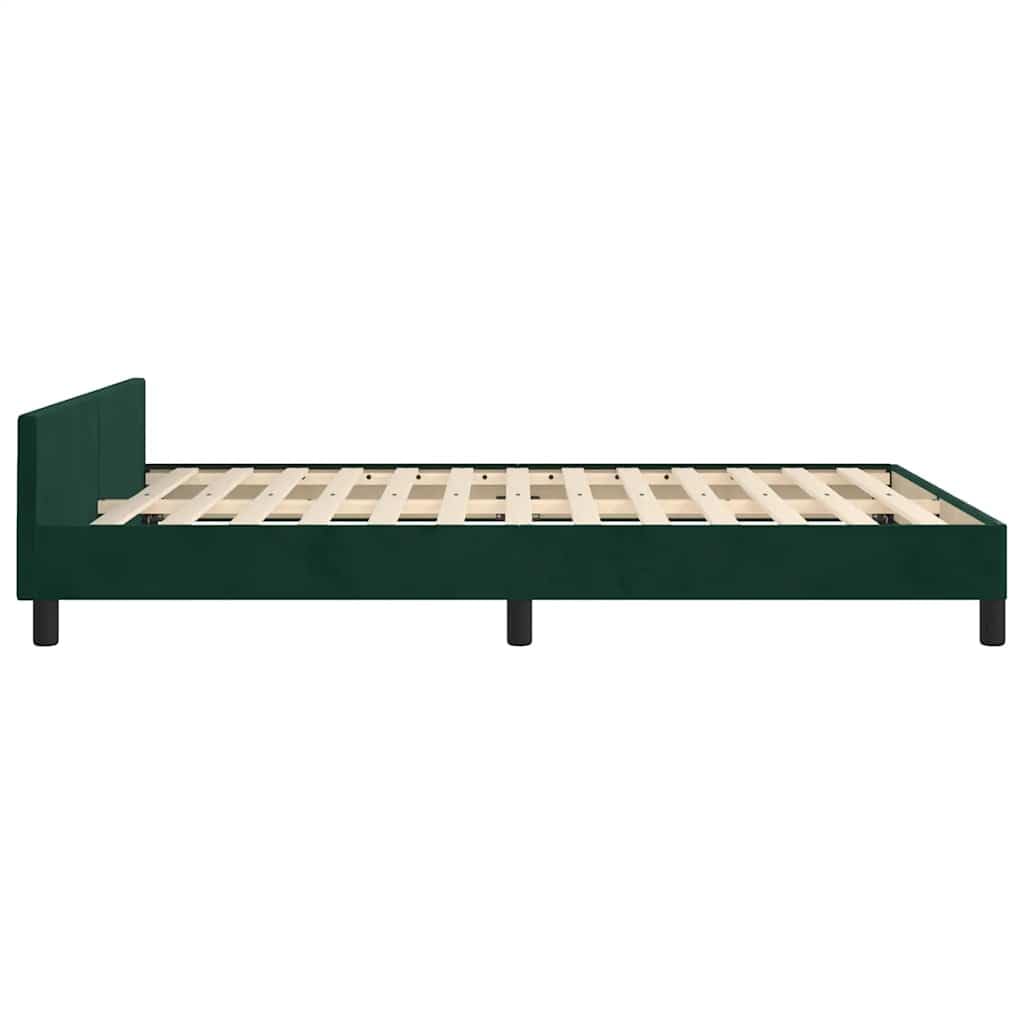aksamitna rama z regulowanym zagłówkiem zielony 140x190 cm | Rama łóżka aksamitna ciemnozielona 140x190 cm z regulowanym zagłówkiem bez materaca