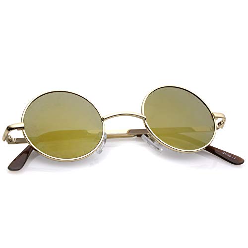 Image of zeroUV Small Retro-Vintage Style Lennon Inspired Round Metal Circle Sunglasses