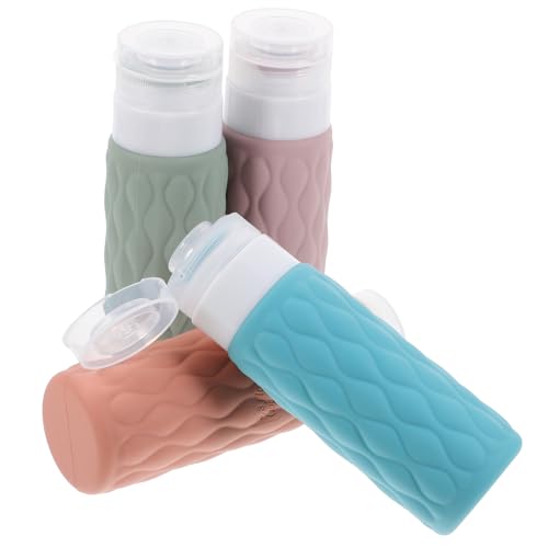 DECORNIJIA 4Pcs Travel Squeeze Bottle Cosmetic Toiletry Containers for Shampoo Lotion Skincare with Convenient Storage Bag Leak Easy Dispensing for All