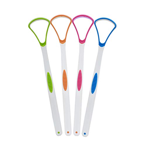 LiXiongBao 4 Pack Tongue Scraper, Effective Tongue Cleaner Scrapers for Healthy Oral Care, Help Fight Bad Breath
