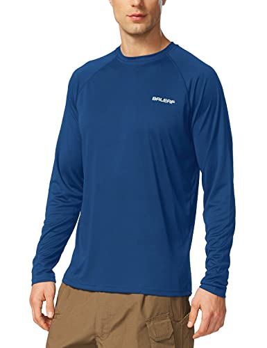 BALEAF Men s Long Sleeve Shirts Lightweight UPF 50+ Sun Protection SPF T-Shirts Fishing Hiking Running Ocean Blue Size L