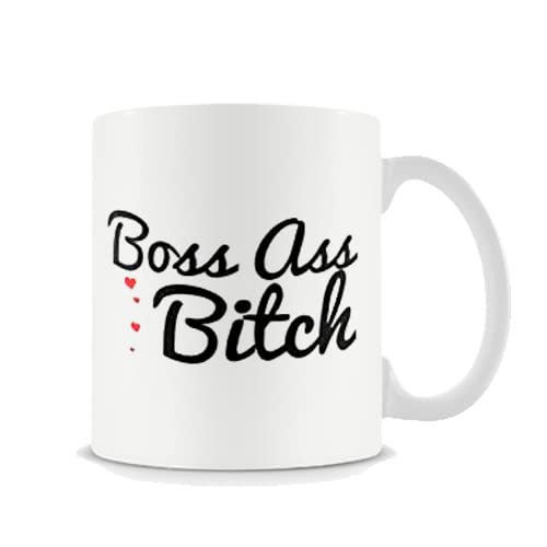 Giftme Boss Ass Bitch for Morther's Day, Men & Women, Him Or Her, Mom, Dad, Sister, Brother, Coworkers, Bestie Coffee Tea Mug Unique 11oz White Ceramic Mug.
