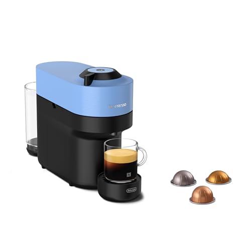 NESPRESSO DELONGHI Vertuo Pop Blau Kapselmaschine | 4 Tassengrößen | Barcode-Erkennung | One-Touch Bedienung | kompaktes Design | Kaffeemaschine ENV90.A