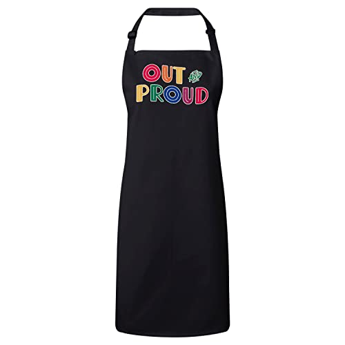 Tablier cuisine premium noir LGBT pride arc-en-ciel ajustable