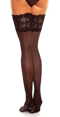 Skarpetki GLAMORY Couture 20 z koronkowym szwem-czarny-48-50 (XL)