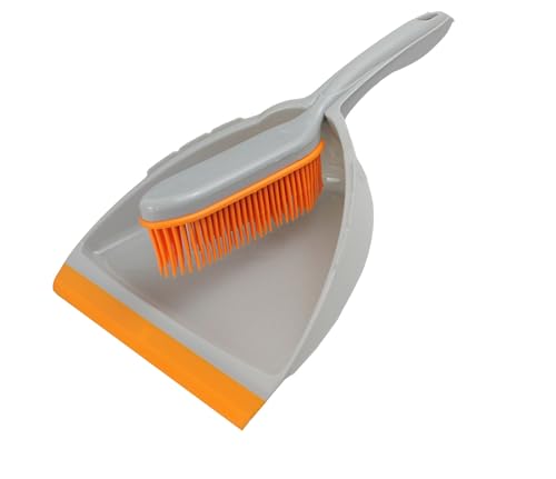Brushmann Dustpan and Hand Brush Set (Yellow/Grey Rubber Bristle)