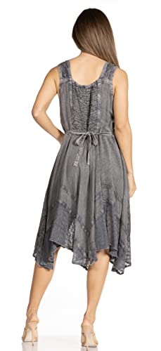 Image of Sakkas Magdilena Stonewashed Corset Front Embroidered Dress