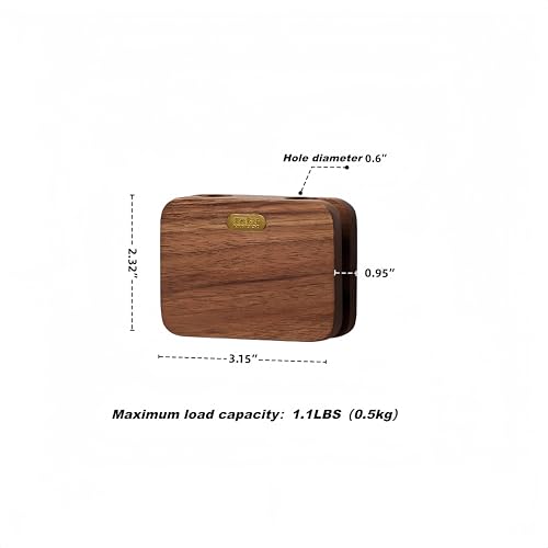 Sujeta cables adhesivo de madera maciza para cables gruesos - Gestión de cables para mesita de noche, cocina, PC, TV y oficina, organizador de cables USB miniatura 2