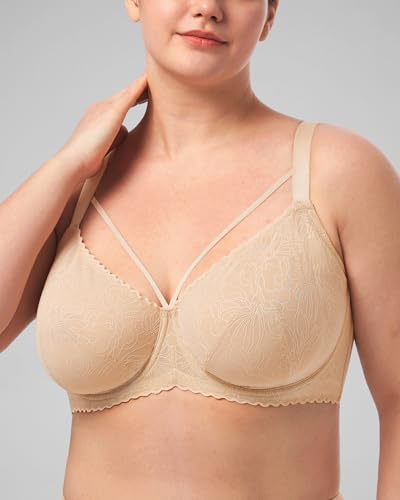 Image of HSIA Minimizer Bras for Women Full Coverage, Unlined Lace Sexy Plus Size Underwire Bra for Large Breasts