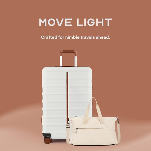 Image of Assembly 24 Inches Medium Luggage for Flight Travel with TSA Lock, dust Cover and Premium Duffle Bag with Adjustable Shoulder Starp | 80L + 40L | White | Odyssey